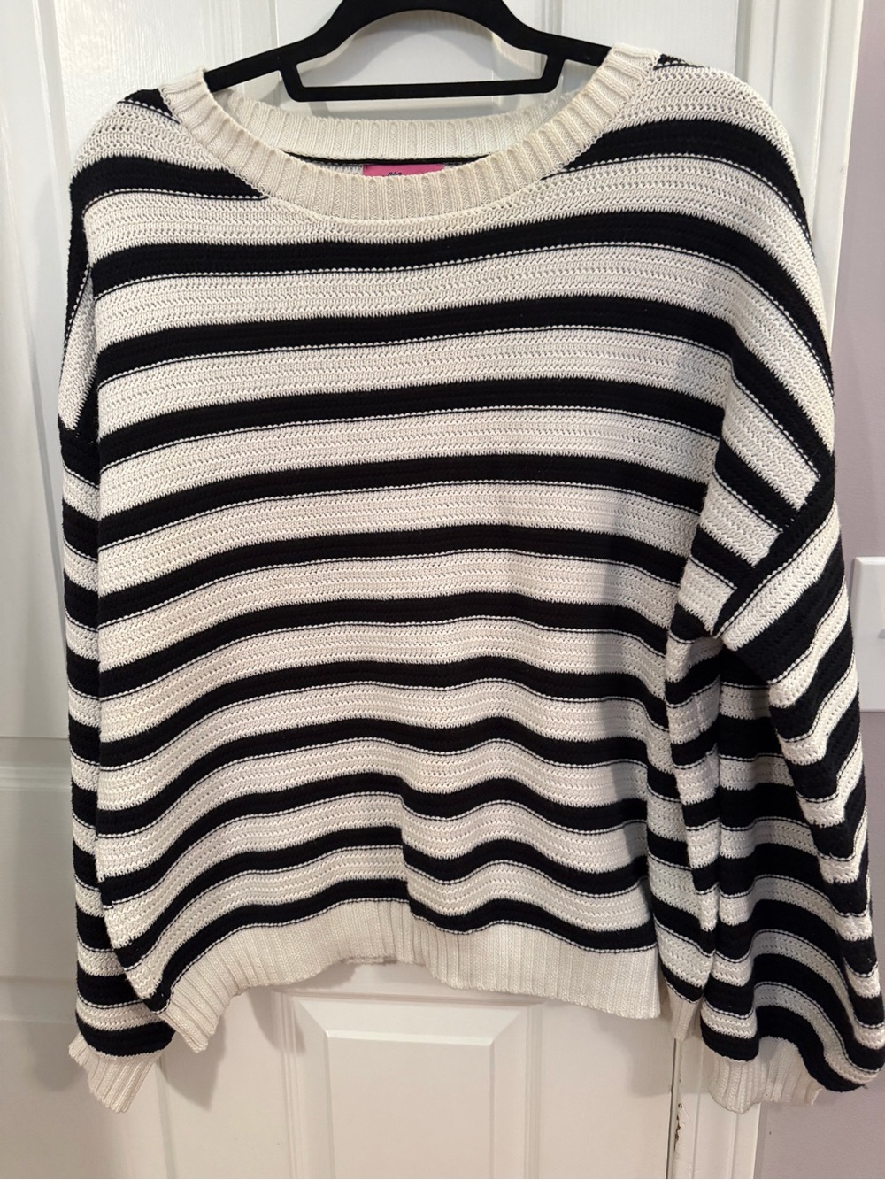 Edikted Black & White Striped Crewneck Sweater